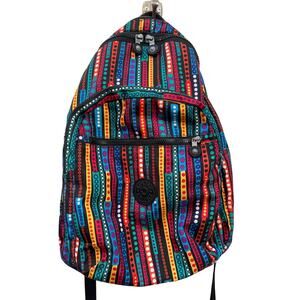 Kipling Dot Print Striped Multicolor Backpack